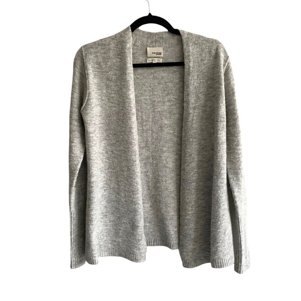 ARITZIA Wilfred Free Wool Alpaca Open Front Cardigan Sweater Light Gray S